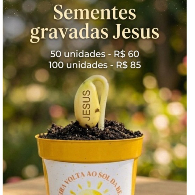 50 ou 100 sementes gravadas JESUS para lembrancinhas personalizadas