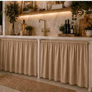 Cortina de pia 2,80 x 0,80 Tecido Oxford liso decoração de cozinha