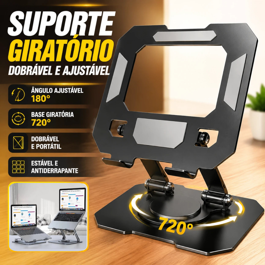 Suporte de Metal Ajustável Para Notebook 4 Ate 16" Giratória de 360° N263