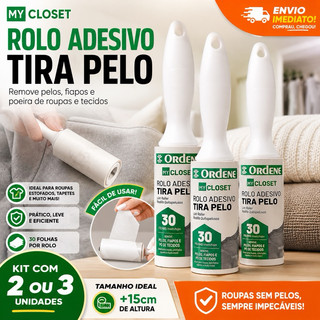 Rolo Adesivo Tira Pelo Kit com 2/3 ou 1 Unidade Removedor de Pelos Fiapos para Roupas