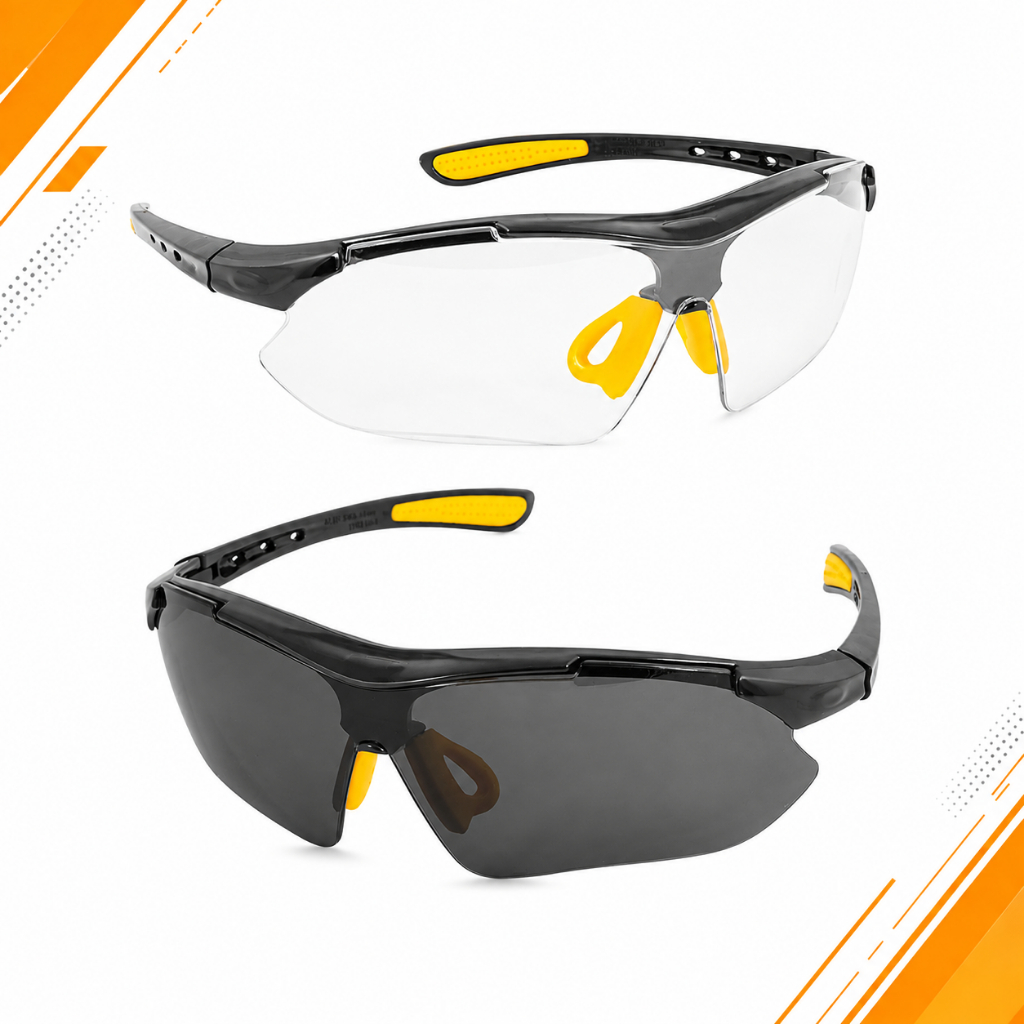 Kit 2 Óculos De Proteção Segurança Boxer Vonder Anti Risco EPI Fumê Incolor Âmbar Para Trabalho Esporte Lazer Conforto