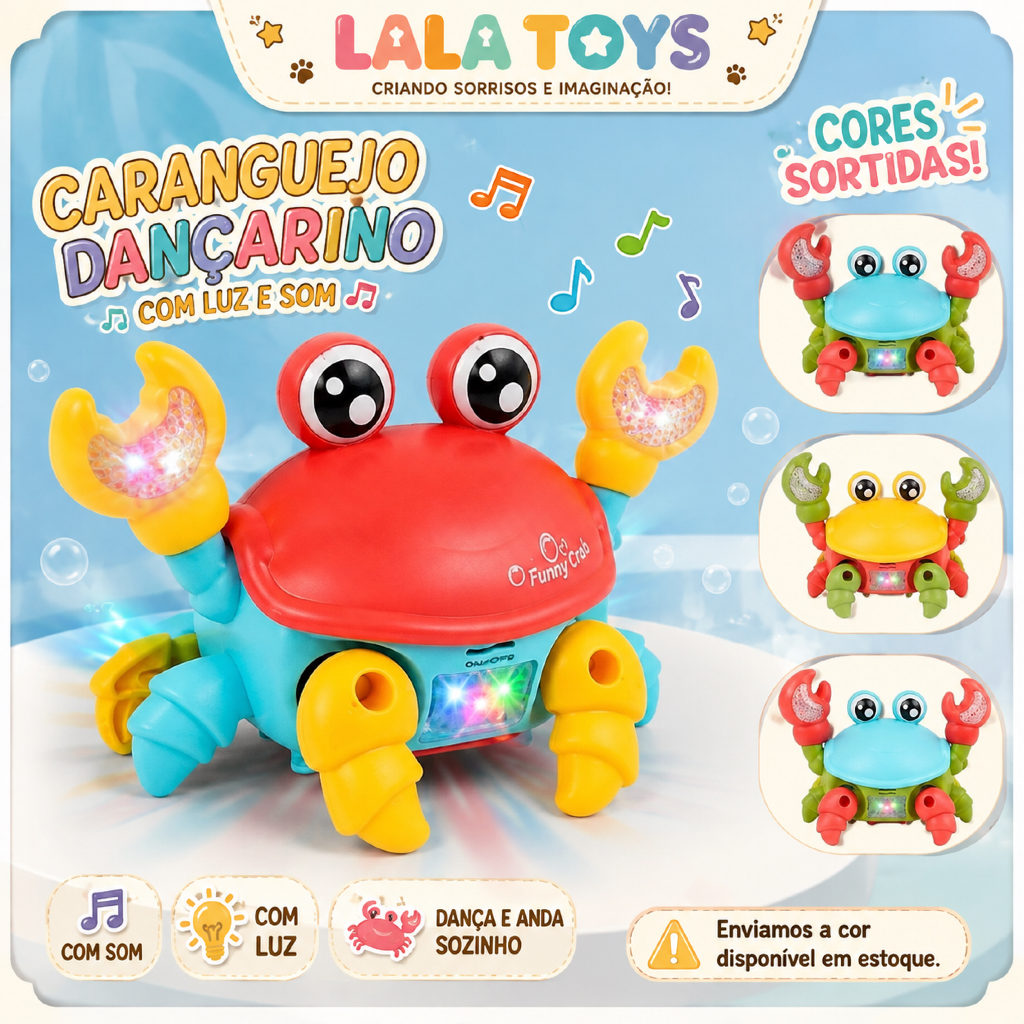 Brinquedo Caranguejo Fujão Musical Som Luz E Movimento