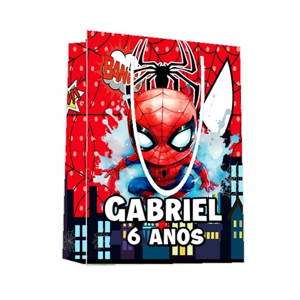 Sacolinha Homem Aranha Personalizada para Aniversário/ Lembrancinha Festa Infantil / Qualquer nome e idade