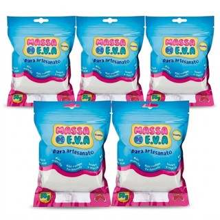 Kit 5 Massa De EVA Make Branco 50g Modelar Atóxica Macia Artesanato Escolar