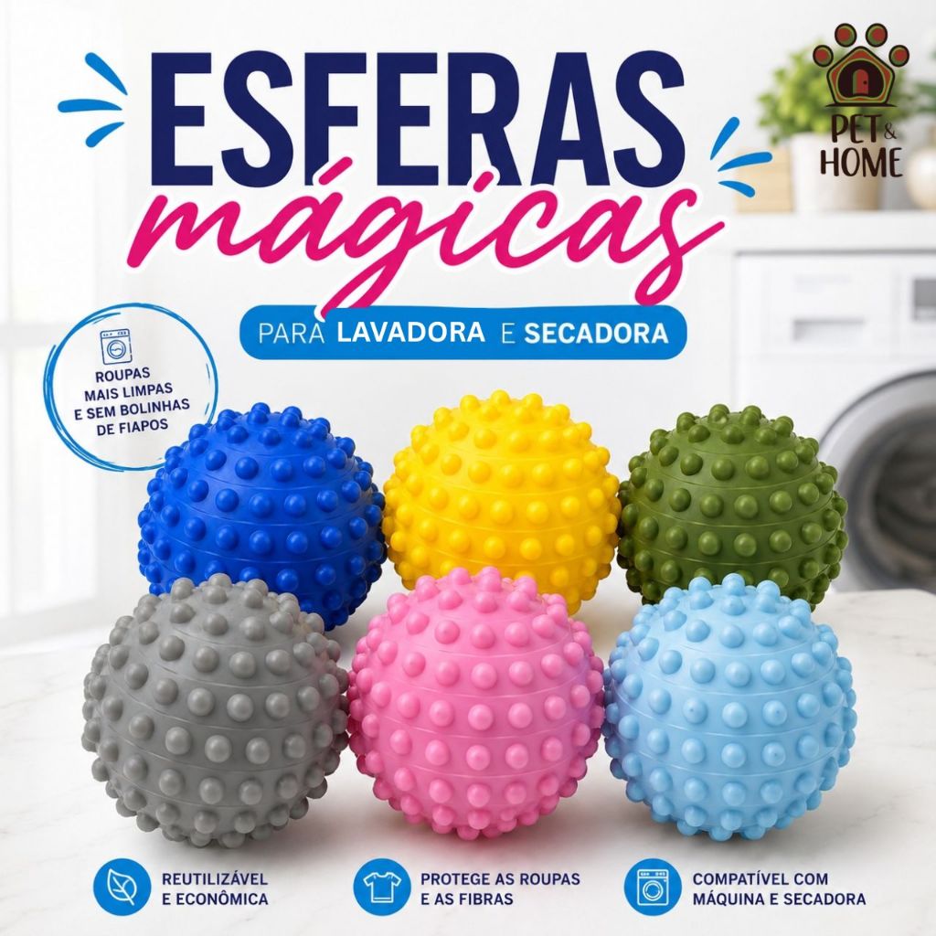 4 Esferas Bolinhas Mágicas Pra Lavadora e Secadora De Roupas Dryer Balls Amaciante