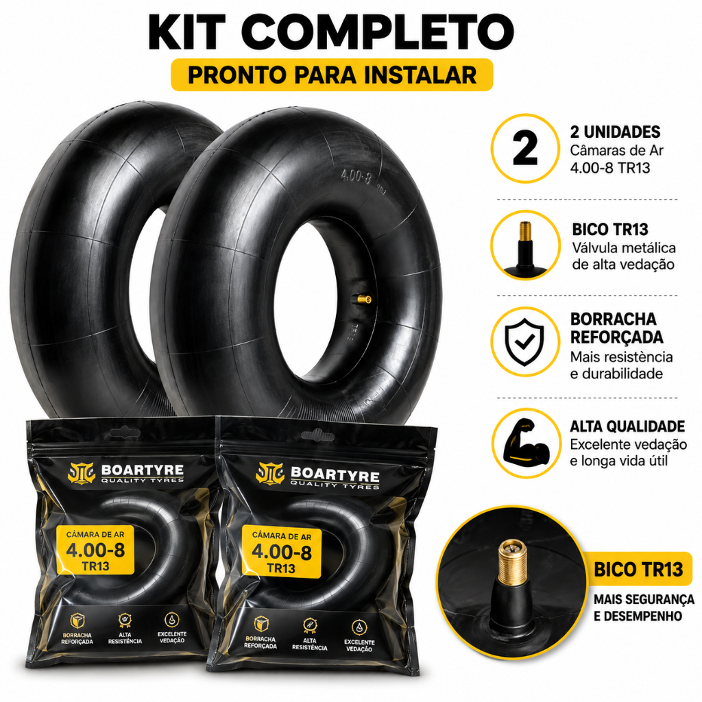 2 Câmara De Ar 400-8 480-8 Aro 8 P/ Carrinho De Mão E Carretinha Pneu Industrial tratorito Par