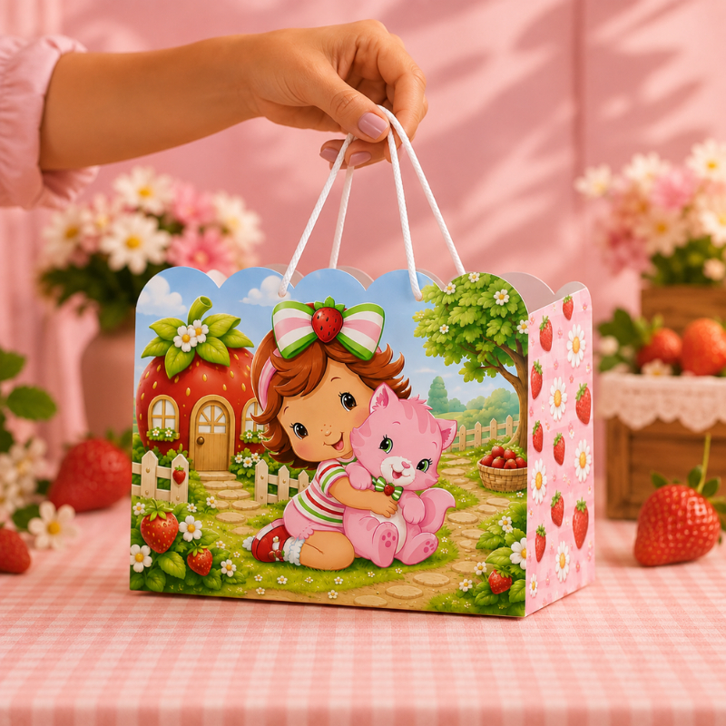 Sacolinha Personalizada Moranguinho Baby | Sacolinha Festa Moranguinho Baby | Lembrancinha Aniversário