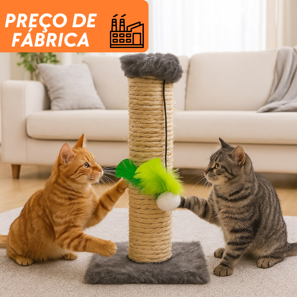 Arranhador Brinquedo Interativo Com Bolinha Para Pet Gatos Com sisal Reforçado