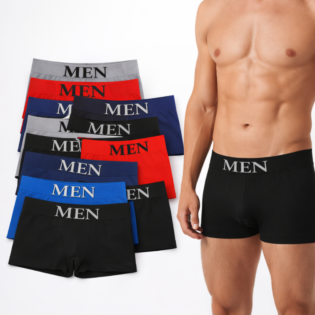 Kit 8 Cuecas Boxer Masculinas Microfibra Sem Costura Premium Alta Qualidade Conforto e Durabilidade