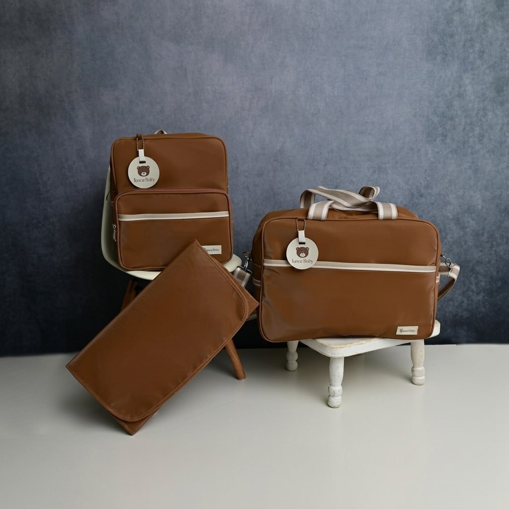 Kit Bolsas Maternidade Mochila Bolsa Grande Trocador Bebê Completo 3 Peças Térmica e Impermeável