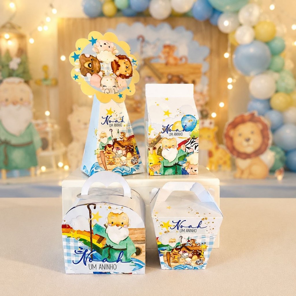 Kit Caixinhas Personalizadas Arca de Noé Lembrancinha Surpresinha Para Festa Aniversario Infantil Economico
