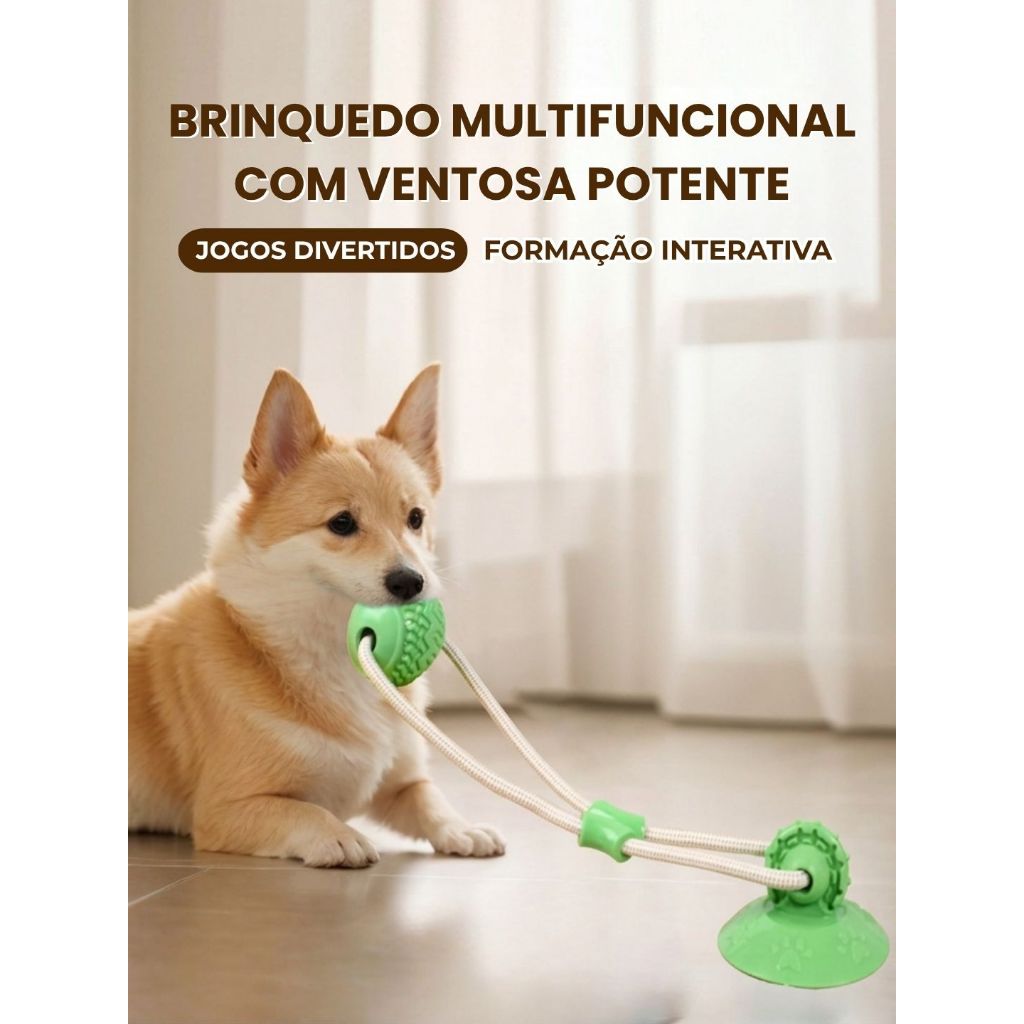 Brinquedo interativo para cachorro mordedor com ventosa cabo de guerra anti estresse