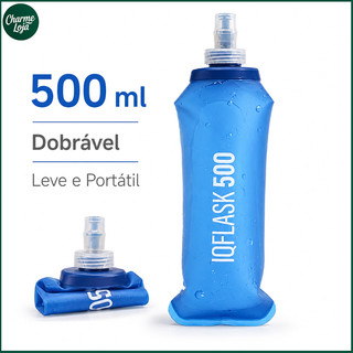 Garrafa de Água Dobrável 500ml Squeeze Esportivo de TPU Sem BPA para Corrida, Ciclismo e Trilha