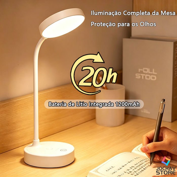 Luminária Abajur de Mesa Led Dobrável Flexível Sem Fio Recarregável  USB Portatil Leitura Infantil Lâmpada De Estudo