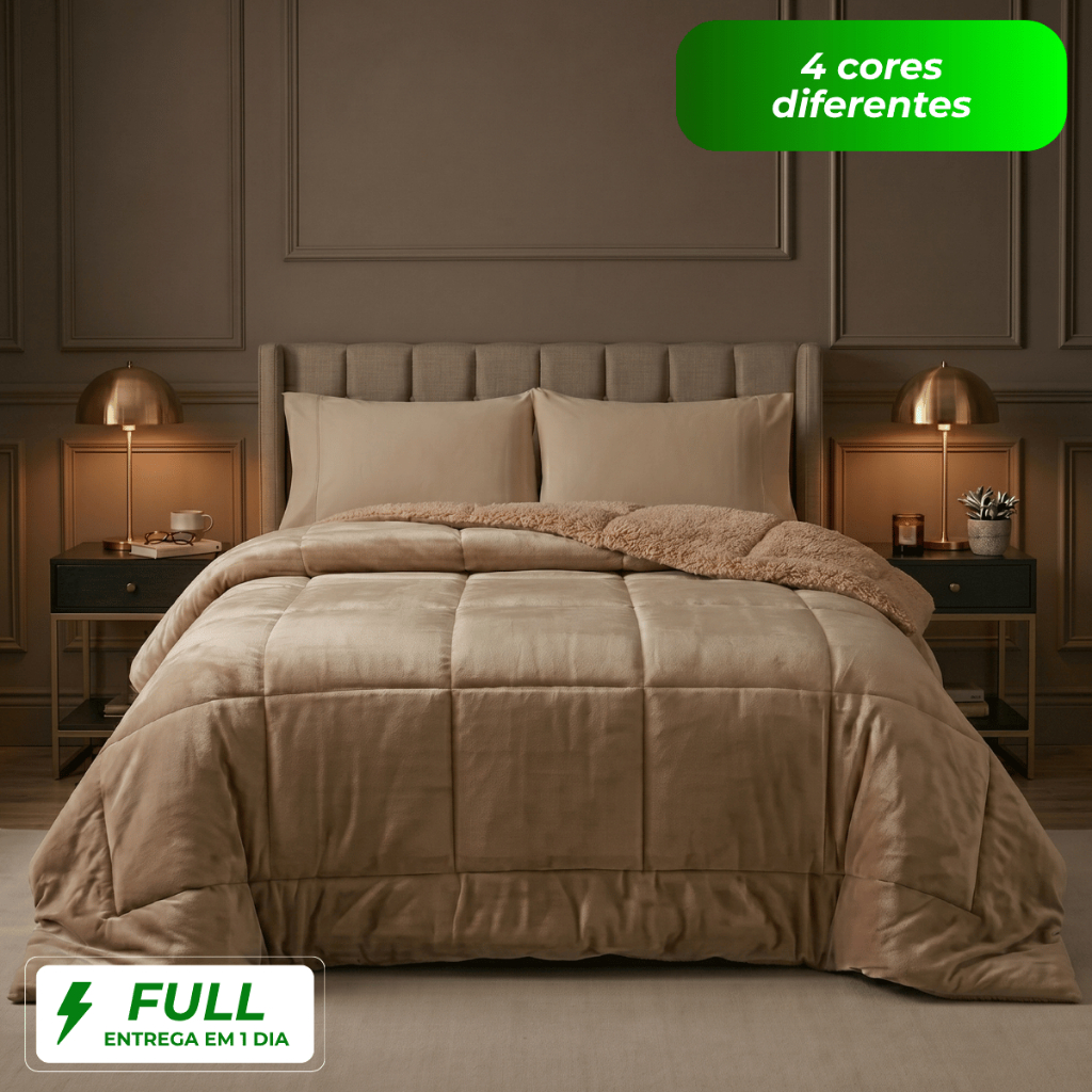 Cobertor Coberdrom 600 Fios Casal Queen King Sherpa Lã de Pele de Carneiro Dupla Face Inverno Frio