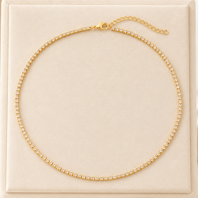 Colar Feminino  Ouro 18K Choker Gargantilha Folheado Feminino Elegante Delicado  Luxo Alta Durabilidade