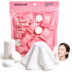 Kit 30/60/90 Toalhas Comprimidas de Algodão Descartáveis Portáteis para Limpeza Facial