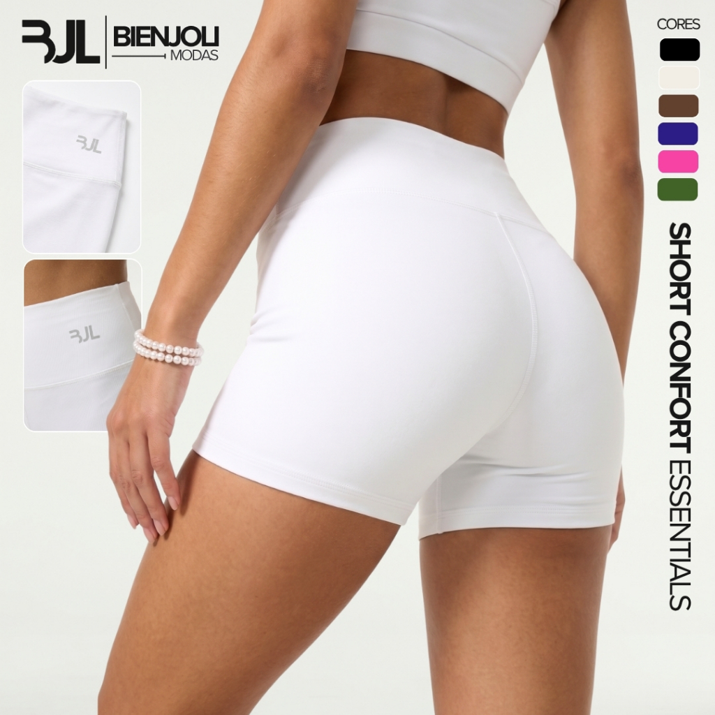 Short Academia Treino Feminino ZERO TRANSPARÊNCIA Fitness Conforto Corrida Suplex Premium Yoga Modelagem com Compressão