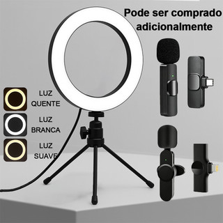 Ring Light LED Iluminador Portatil Com Tripé Suporte Para Celular 6 Polegadas