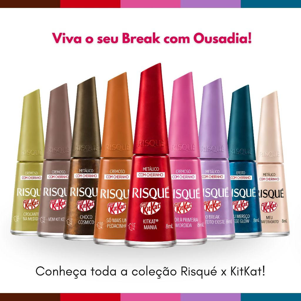 Kit 5 Esmaltes Risqué KitKat Lançamento Coleção Com Cheirinho de Chocolate — imagem 2 de 2