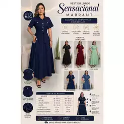 Vestido Longo Femenino Evangelico + Cinto Social Elegante com Botoes Funcionais Elastex nas costas sensorial Marrant
