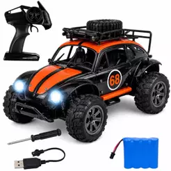 Carrinho Controle Remoto Off Road 2.4GHz Recarregável com LED Alcance de 18 Metros