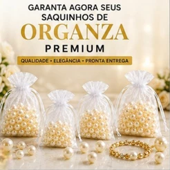 Kit 10/25/50/100 Saquinhos de organza 7x9 9x12 10x15 Tule Branco Lembrancinha Festa
