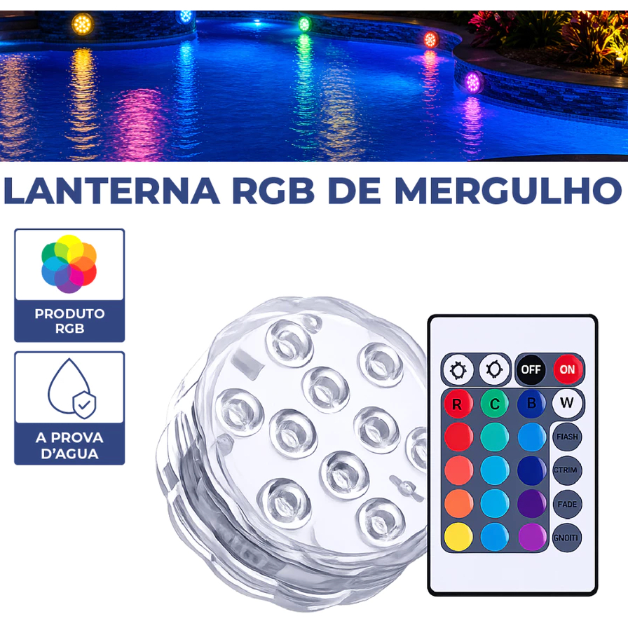 Kit Luz Led Piscina Ventosa Colorida Controle Remoto Rgb Iluminação Decorativa