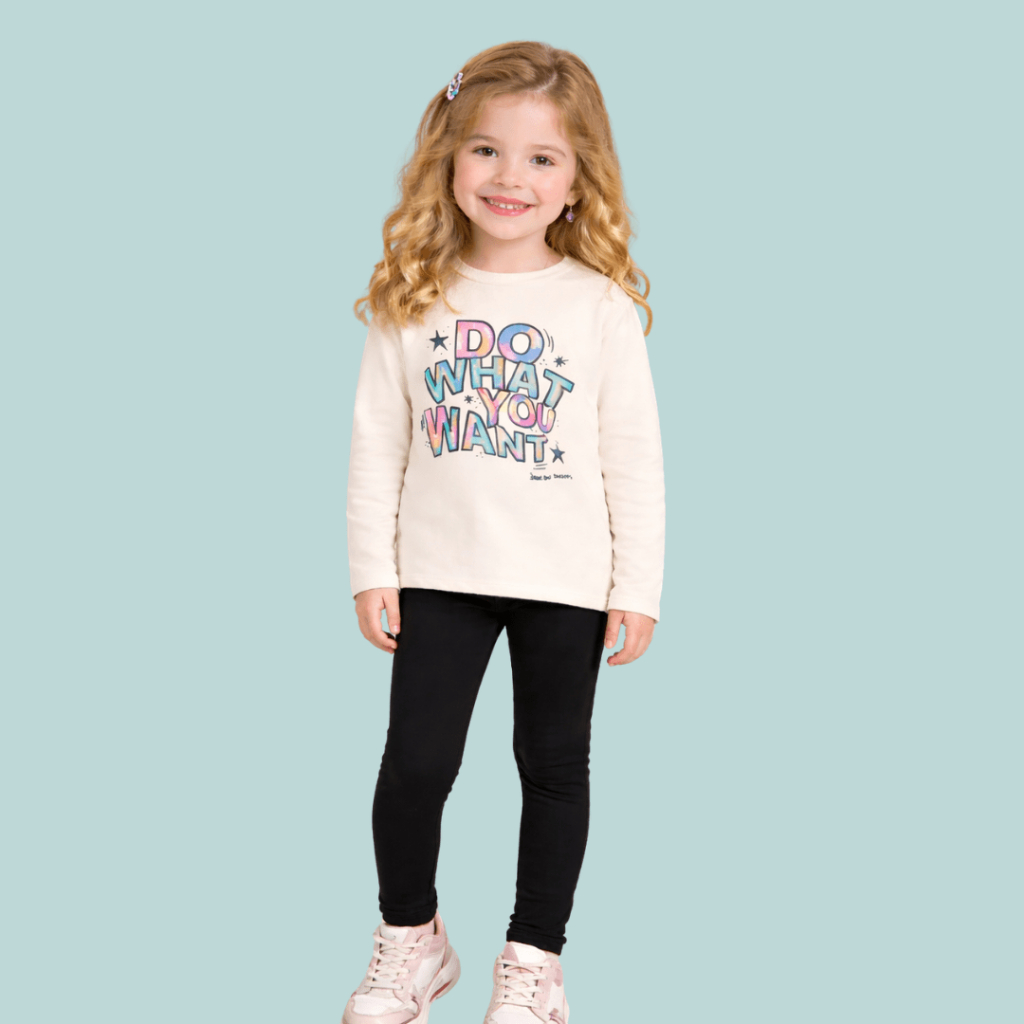 CONJUNTO INFANTIL BRANDILI PELUCIADO JUST BE HAPPY TAMANHO 4 ANOS