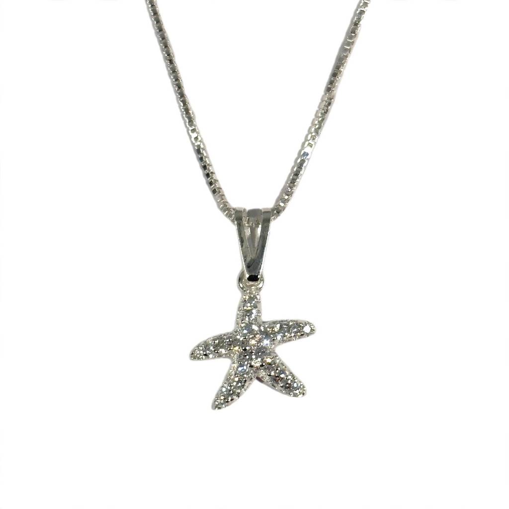 Colar Estrela Do Mar Cravejado Folheado A Prata 925 Feminino Zircônia Gargantilha