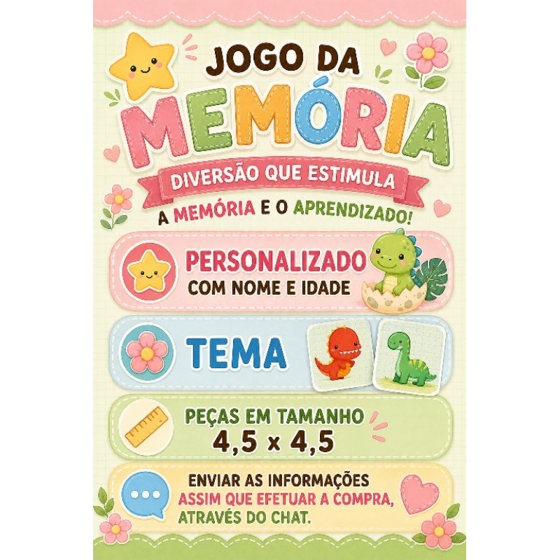 Lembrancinha Jogo da Memória Personalizado NOME, IDADE E TEMA - Aniversário infantil Lembrancinhas Personalizadas