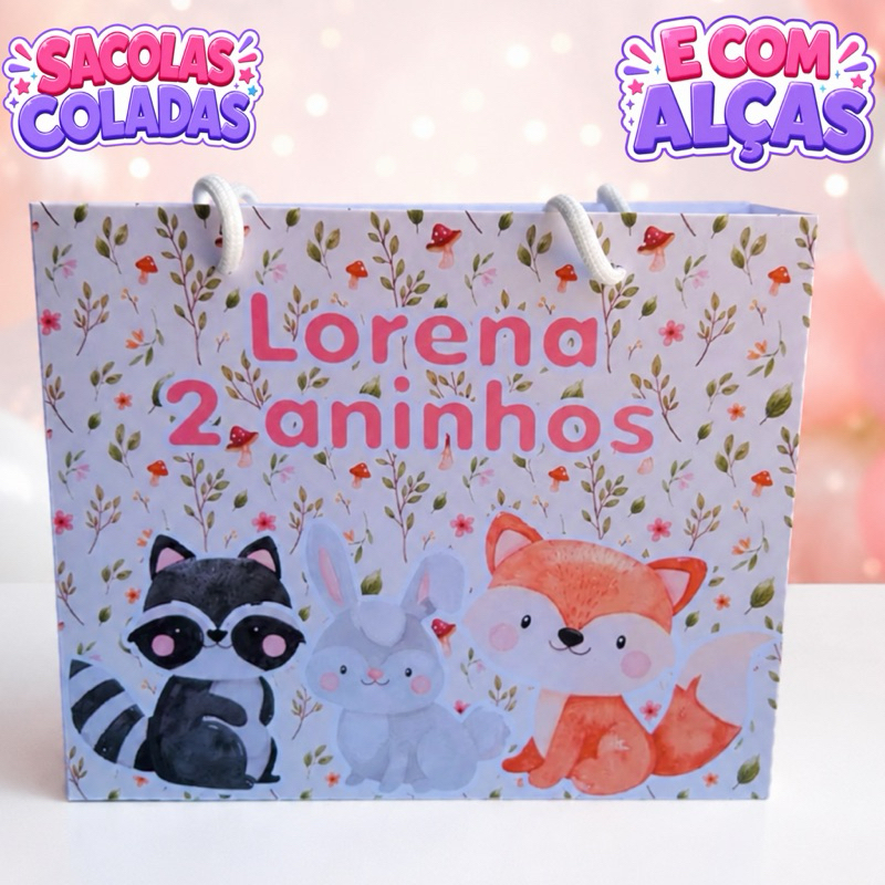Sacola G Bosque Encantado Personalizados/Lembrancinha de Festa/Aniversário/Lembrancinha Festa Infantil