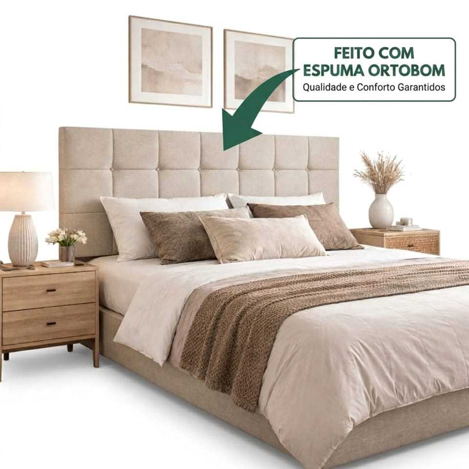 Cabeceira Cama Box Estofada Suspensa Casal Linho Cama Casal 1,40 - Várias Cores