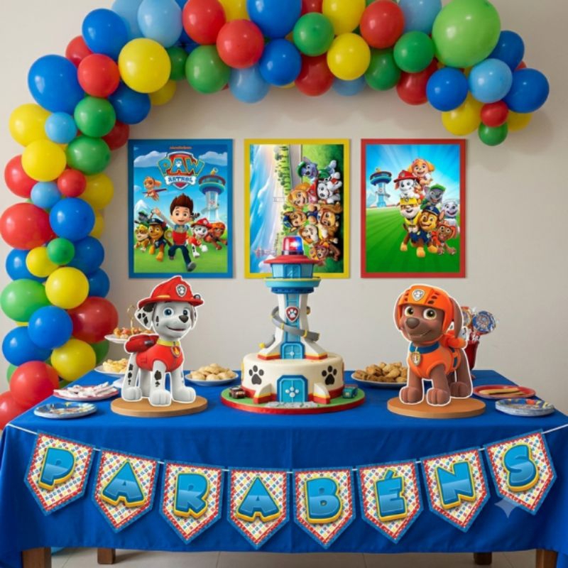 Kit Festa De Aniversário Na Mesa Patrulha Canina Personalizada Decoração So Um Bolinho Infantil Menino Papel Fotográfico