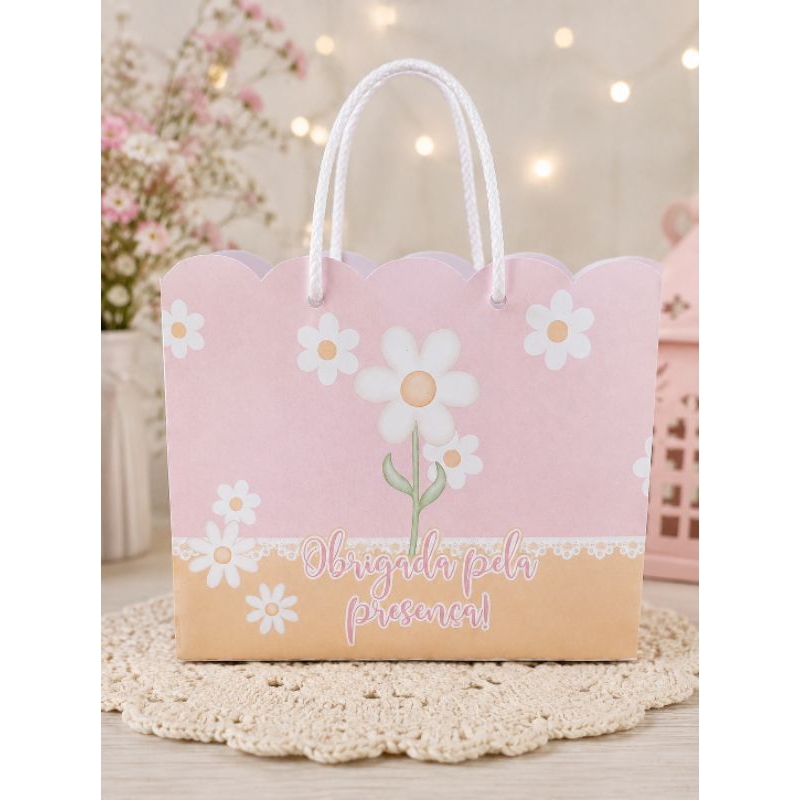 kit 20 Sacolinha Margarida Personalizada | Lembrancinha Festa Infantil Aniversário | Pegue e Monte