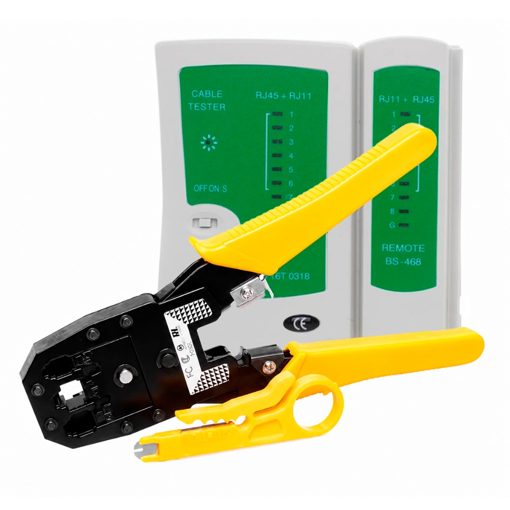 Kit Alicate Crimpar Rj45 Rj11 Profissional + Teste Cabo Rede
