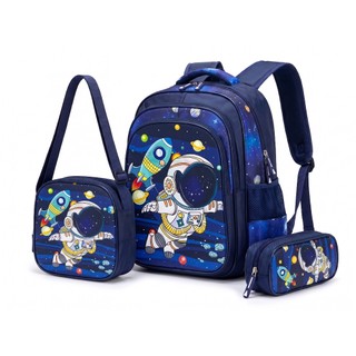 Kit Mochila Menina e Menino Escolar Infantil Bolsa Lancheira Estojo Estampas