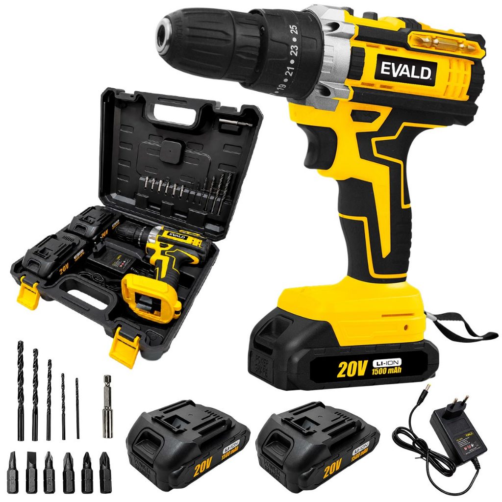 Parafusadeira e Furadeira de Impacto à Bateria 20V PFE-20EVS com Maleta, 2 Baterias e Kit EVALD