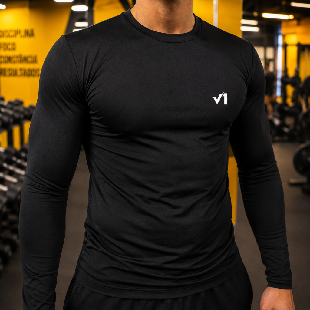 Camisa Térmica Segunda Pele Proteção UV 50+ Manga Longa Academia Masculina Feminina