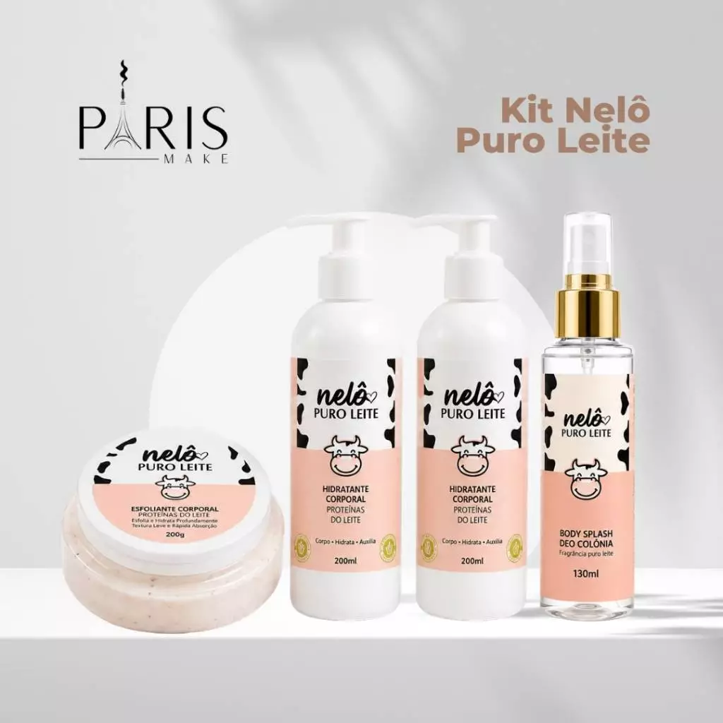 Kit Puro Leite Vaquinha - Sabonete, Esfoliante, Body Splash Colonia e Hidrante Corporal — imagem 1