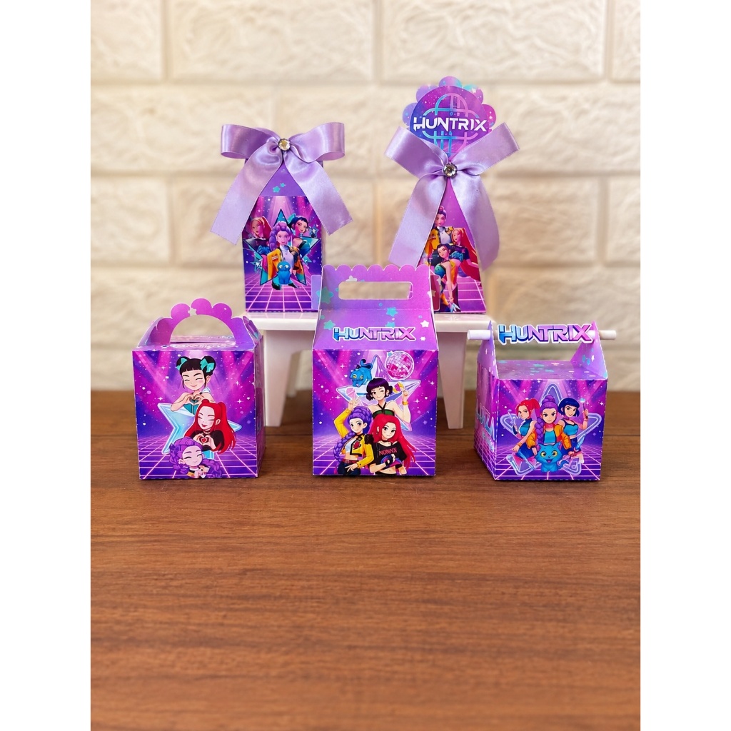 Kit Caixas Guerreiras do KPOP personalizadas COM LAÇO / Lembrancinha de Festa /Aniversário / Guerreiras do KPOP