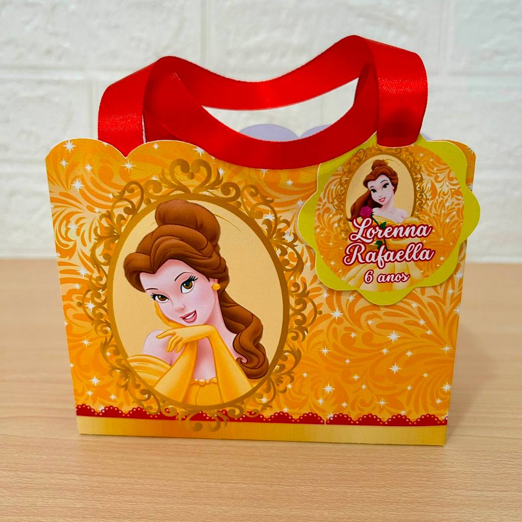 Sacolinha Ondas Com Tag Personalizada Princesa Bela A Bela e a Fera