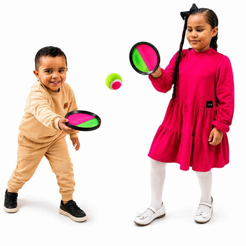 Kit Raquete Velcro Bola Brinquedo Raquete Frescobol Bateu Colou Peteca Tênis C/ Bolinha Bate Gruda