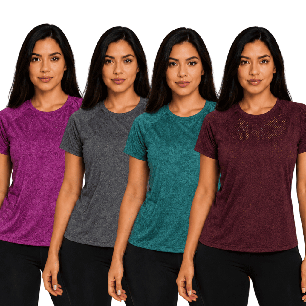KIT 4 Camisetas Feminina Dry Fit Manga Curta Fitness Academia Esportiva Treino Corrida Caminhada P ao GG Várias Cores