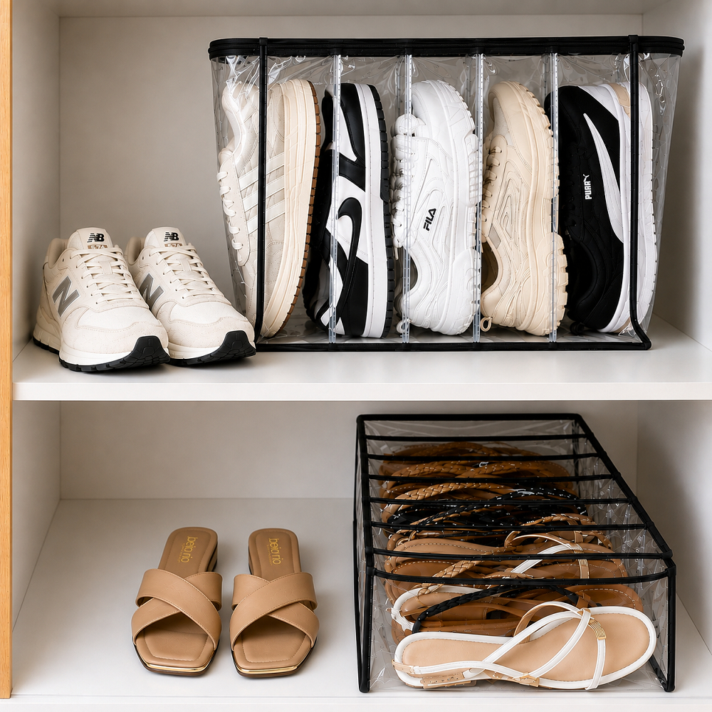 Kit Organizador De Sapatos Porta Sapato Organizador De Guarda Roupa Sapateira Organizadora