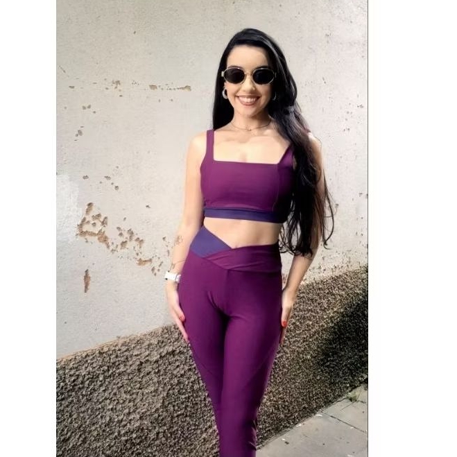 Conjunto bicolor poliamida academia fitness confortavel 0 transparência