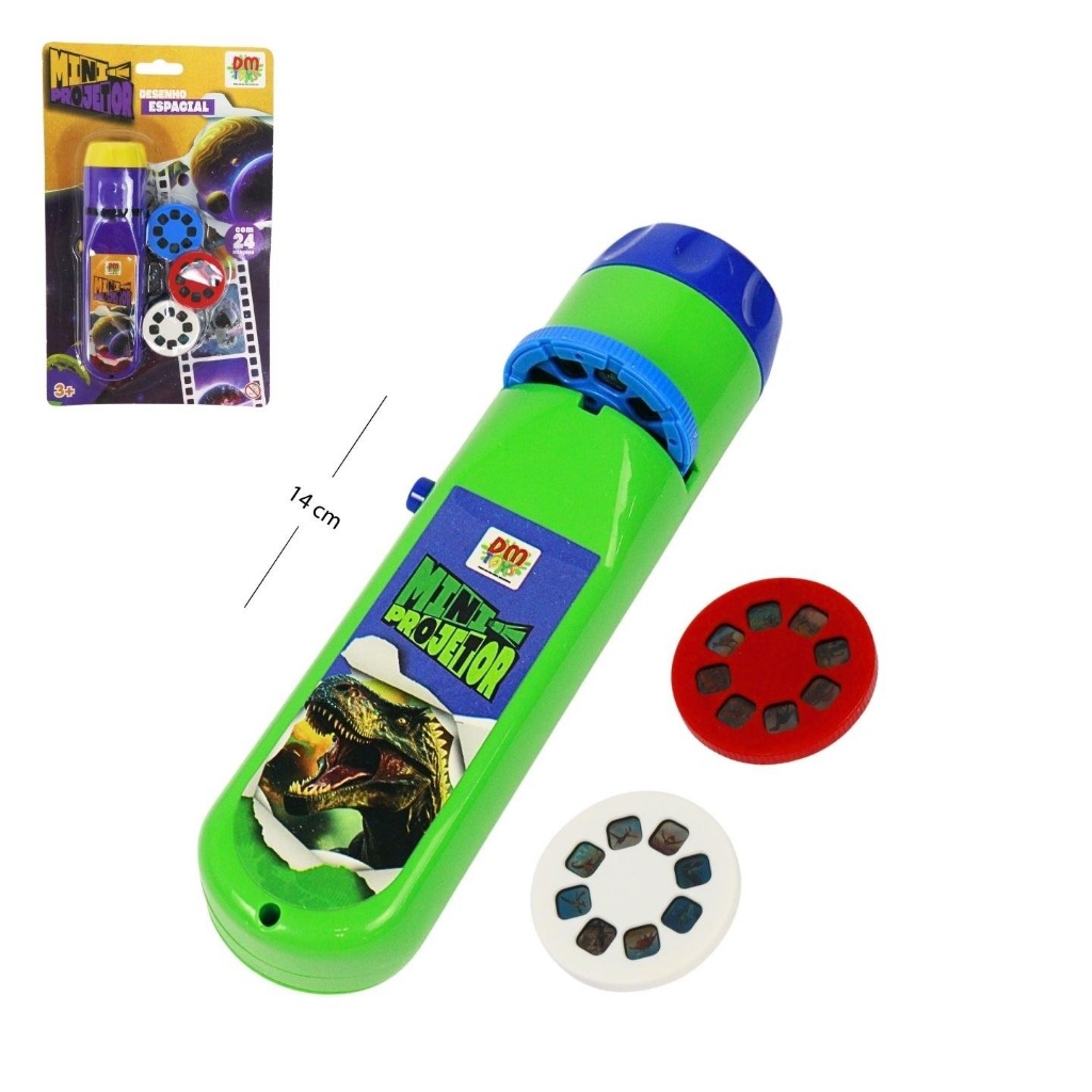 Mini Projetor Lanterna Infantil 24 Imagens Dinossauro e Unicórnio 4 Peças | Brinquedo Educativo | DM Toys