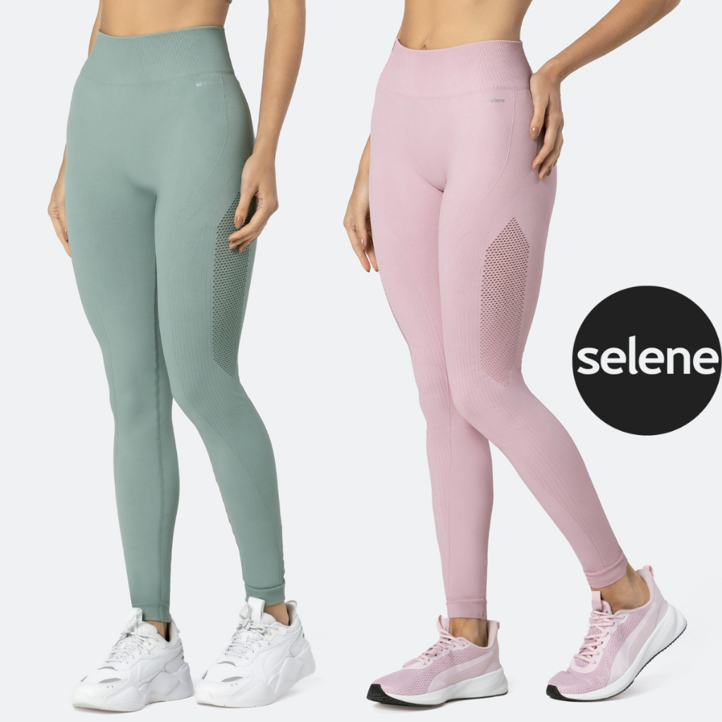 Kit 2X Calça Legging Sem Costura Academia Fitness Cós Duplo Selene