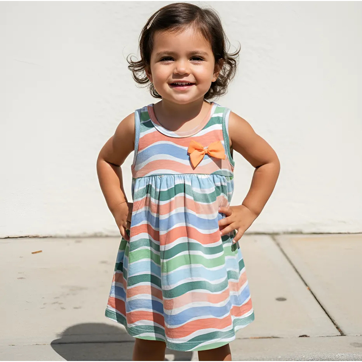 Vestido Infantil Feminino Kyly Algodão Regata Verão Estampado