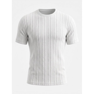 No.18 Camiseta Masculina Oversized Texturizada Alta Elasticidade Manga Curta Gola Redonda Casual Confortável